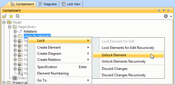 Unlocking commands on the shortcut menu of the Package