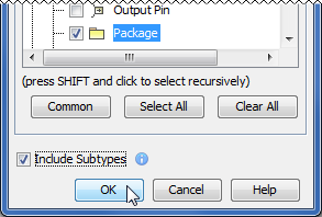 Include Subtypes check box