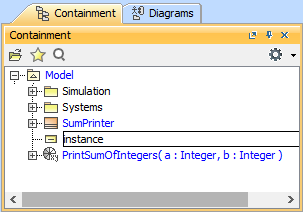 The Created InstanceSpecification in the Containment Browser