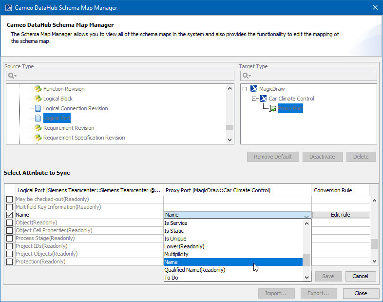 Magic Teamcenter Connector 19.0 LTR SP4 > Mapping element properties > cameo_datahub_schema_map_manager.png