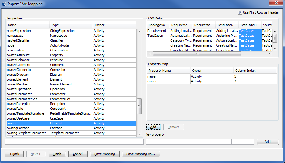 Mapping CSV Columns with Properties Attributes