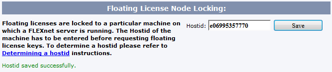 Locking the FlexNet license key to the Host ID of particular machine