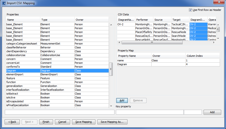 Mapping CSV Columns and Property Types