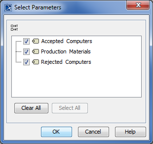 The Select Parameters dialog of the Collect Computer Activity diagram