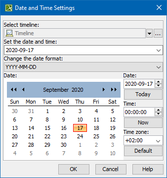 Date and Time Settings dialog