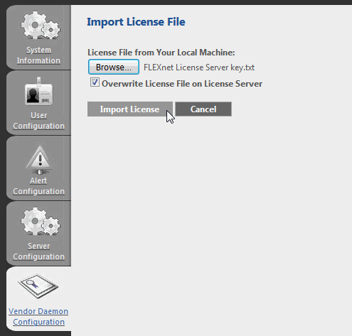 Apply the license key to the FlexNet license server